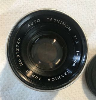 AUTO YASHINON 1:2 F=5 CM YASHICA JAPAN NO.  312746 35mm camera lens vintage 2