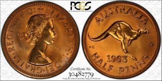Australia Half Penny 1963 Pcgs Pr66rd Proof Coin Gem Quality Rare