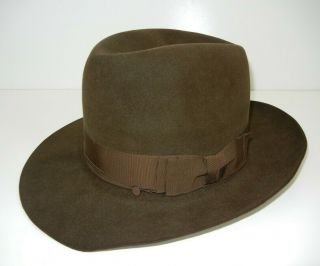 Vtg 60s Borsalino Brown Wide Brim Fur Felt Fedora Hat Italy Italian Cap Sz 7 1/4