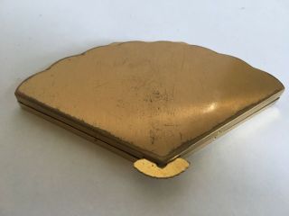 VTG Wadsworth Art Deco LADY GODIVA Fan Shaped Powder Compact Mirror 6