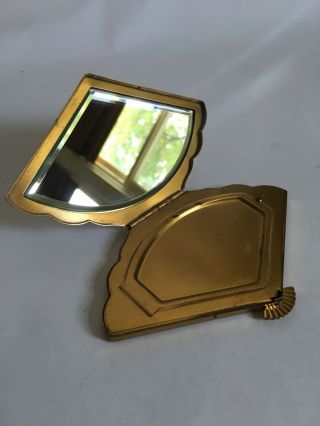 VTG Wadsworth Art Deco LADY GODIVA Fan Shaped Powder Compact Mirror 7