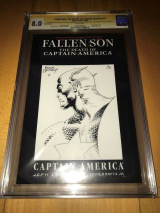 Cgc Ss 8.  0 Fallen Son: Captain America Sketch Cover By Frank Quietly Rare