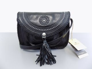 Patricia Nash $199 Beaumont Black Crossbody Purse Distressed Vintage Handbag L30
