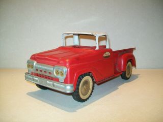 Vintage Pressed Steel Tonka Stepside Pickup Truck - Red & White - U.  S.  A.
