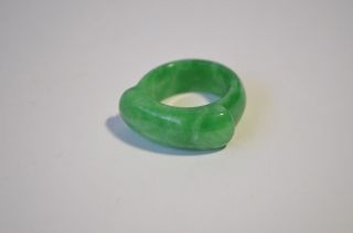 Vintage Natural Green Jadeite Jade Saddle Unisex Ring Size 10