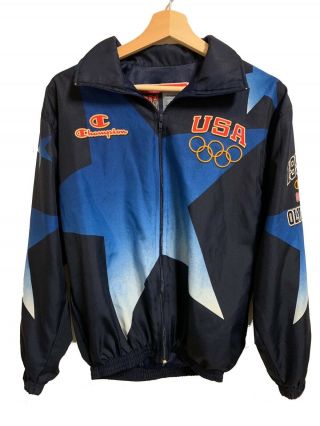 Vintage Usa Atlanta 1996 Olympic Team Jacket Champion Official Size Large Rare