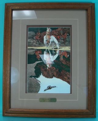 Vtg " The Good Omen " Bev Doolittle Lithograph Framed Print Indians Horses Scenery