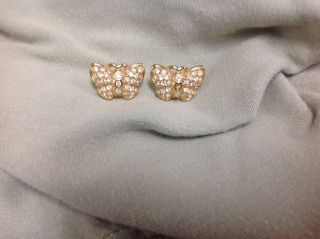 Vintage Swarovski Swan Signed Crystal Butterfly Earrings
