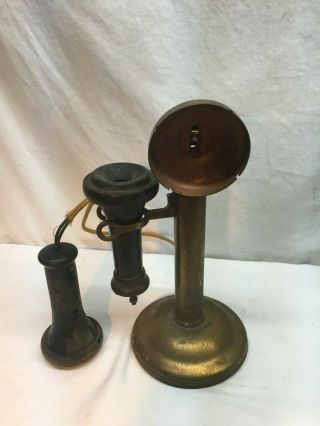 Vintage Western Electric Brass Candle Stick Telephone Stand 1904 Parts
