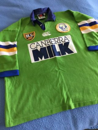 Vintage Canberra Raiders Arl Australian Rugby League Jersey Size L Canberra Milk