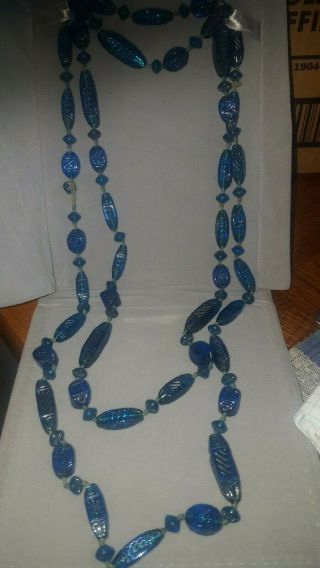 Art Deco Flapper Czech Glass Beaded Necklace Approx 60 " Long