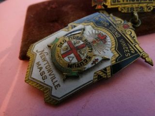 Rare Vintage 1872 Enameled Masonic Pin Metal Gethsemane Newtonville Mass