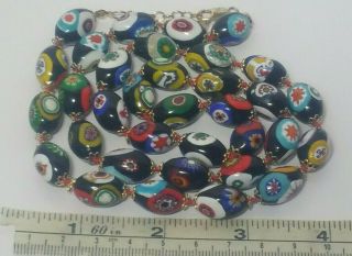 Vintage Venetian Murano Italy Millefiori Cane Art Glass Beaded 26 