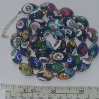 Vintage Venetian Murano Italy Millefiori Cane Art Glass Beaded 26 