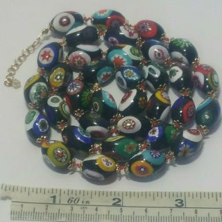 Vintage Venetian Murano Italy Millefiori Cane Art Glass Beaded 26 