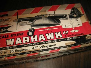 Vintage And Rare Berkeley Models Bob Elliot P - 40 Warhawk Control Line Stunter
