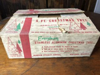 Vintage Evergleam Stainless Aluminum 4 Ft.  Christmas Tree,  58 Branch.  Complete