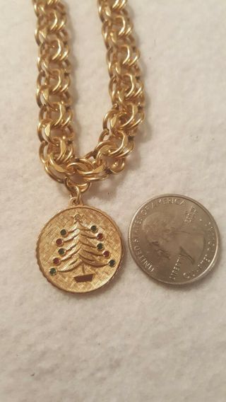 Vintage Forstner 12kt Gold Filled Starter Charm Bracelet w/ Christmas Tree Charm 5