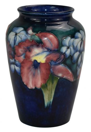 Vintage And Estate Fresh Moorcroft Pottery Blue Orchid Floral Ceramic Vase