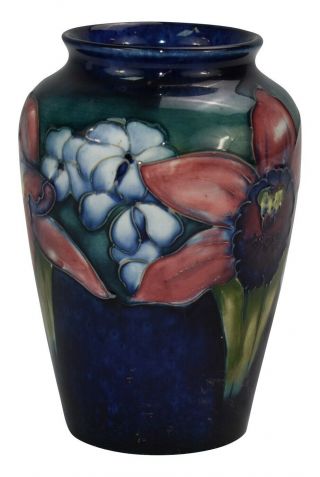 Vintage and Estate Fresh Moorcroft Pottery Blue Orchid Floral Ceramic Vase 2