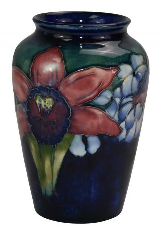 Vintage and Estate Fresh Moorcroft Pottery Blue Orchid Floral Ceramic Vase 3