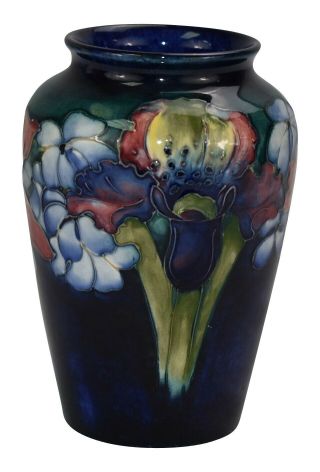 Vintage and Estate Fresh Moorcroft Pottery Blue Orchid Floral Ceramic Vase 4