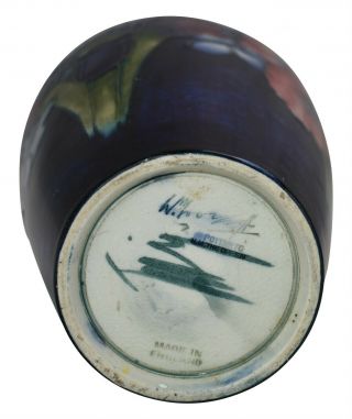 Vintage and Estate Fresh Moorcroft Pottery Blue Orchid Floral Ceramic Vase 6