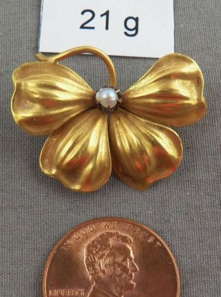 10k Solid Gold Floral Pin,  Art Deco Style,  Ca 1920s