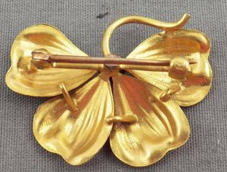 10K Solid Gold Floral Pin,  Art Deco Style,  ca 1920s 2