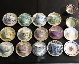 12 Vintage Tea Cups Royal Albert Rosina Aynsley Foley Stanley Royal Stafford