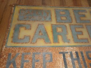 Vintage BE CAREFUL SAFETY FIRST Keep Place & Orderly Advertising TIN SIGN 2