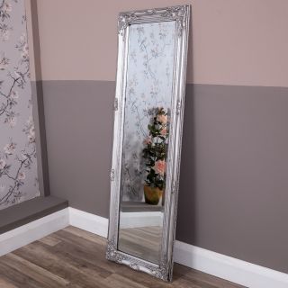 Silver Tall Slim Wall Mirror Shabby Vintage Chic Ornate Full Length 150 X 50cm