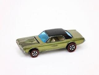 Vintage Hot Wheels Redline 1968 Custom Cougar Black Roof Hk Hong Kong Olive