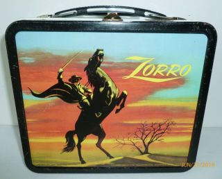 1958 Vintage Zorro Metal Lunch Box - - Walt Disney Productions,  Aladdin