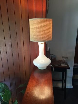 Vintage 1960s 1970s Holmegaard White Glass Table Lamp