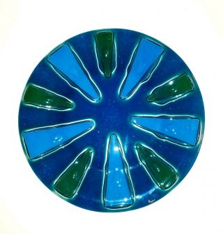 Vtg Mid Century Signed Higgins Fused Art Glass 17 " Charger Plate Wall Art Huge