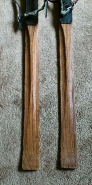Antique Wooden Skis 75 inch Long (GREAT) 3