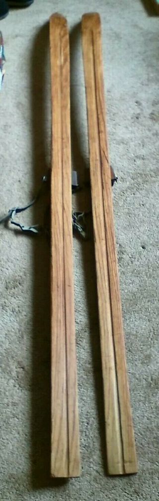 Antique Wooden Skis 75 inch Long (GREAT) 5