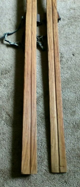 Antique Wooden Skis 75 inch Long (GREAT) 6