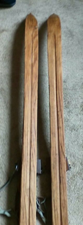 Antique Wooden Skis 75 inch Long (GREAT) 7