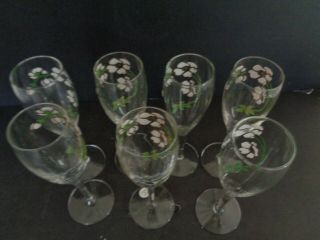 VINTAGE SET 7 Perrier Jouet Champagne Glasses Belle Epoque Hand - painted 2