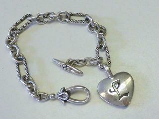 Ann King Sterling Silver 18k Gold Bracelet Reversible Heart Charm - L Initial