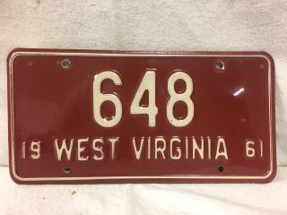 Vintage 1961 West Virginia License Plate