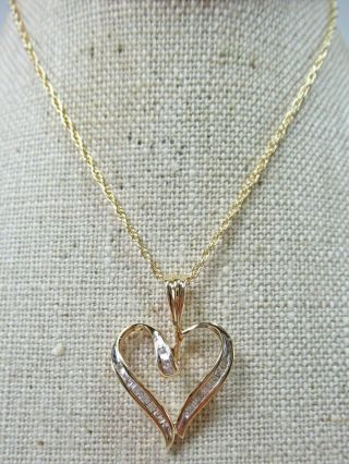 10k Yellow Gold And Diamond Heart Necklace Vintage Mother 