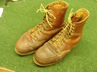 Red Wing Work Hunting Boots Vintage Brown Leather Mens Size 9 D - Distressed
