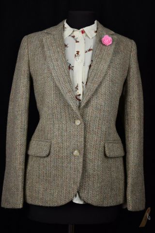 Vtg Ladies Harris Tweed Tailored Country Hacking Jacket Sz 10 226 Stunning