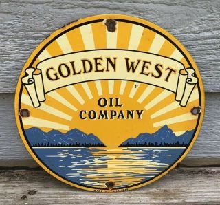 Vintage Porcelain Golden West Oil Company Gas Sign Pump Plate Service Station