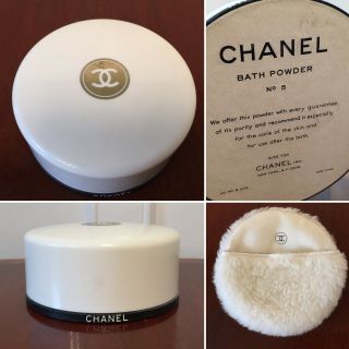 Vintage Chanel No.  5 Scented Bath Dusting Powder 8 Oz.  Size 730 W/ Puff