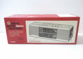 Vintage Ge 7 - 4945 Dual Alarm Clock Am/fm Stereo Radio Brand