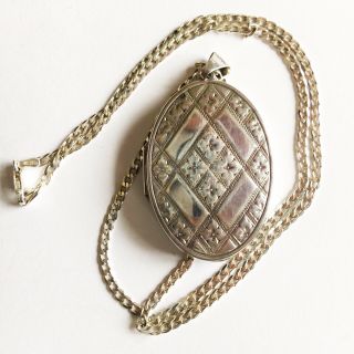 Vintage Silver Patterned Locket & Necklace Top Quality Hallmarked 925